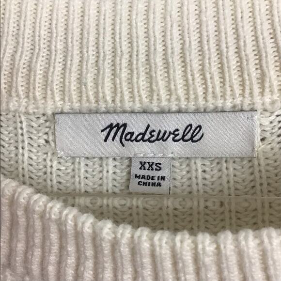Madewell Patch Pocket Pullover Crewneck Knit Sweater Sz XXS Ivory Cream - Picture 10 of 13